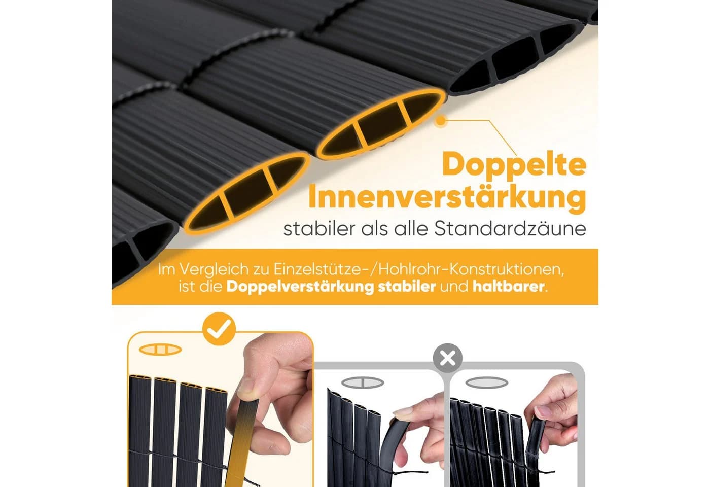 SUNULA Balkonsichtschutz PVC Matte Anthrazit UV-beständig - Bild 3