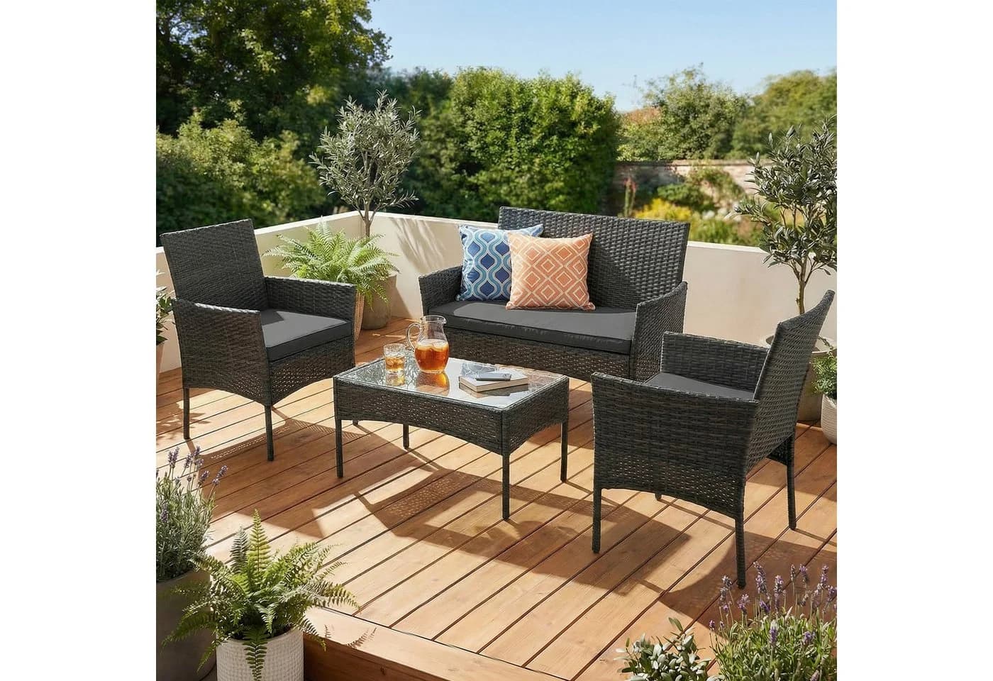 oyajia Gartenlounge-Set Polyrattan Sitzgruppe 4 Personen - Bild 2