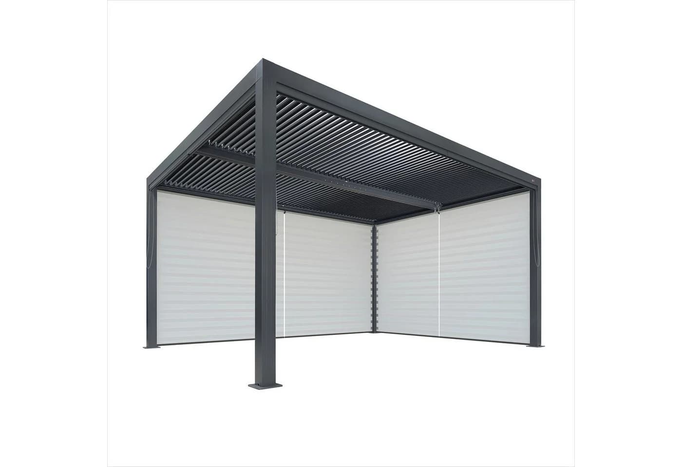 PURPLE LEAF Pergola mit Lamellendach und Sonnenrollo Grau - Bild 2