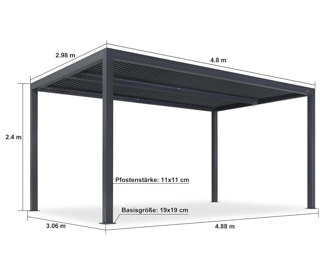 PURPLE LEAF Pergola mit Lamellendach und Sonnenrollo Grau - Bild 5