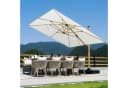 PURPLE LEAF Sonnenschirm Ampelschirm Teak-Aluminium Beige Bild 4