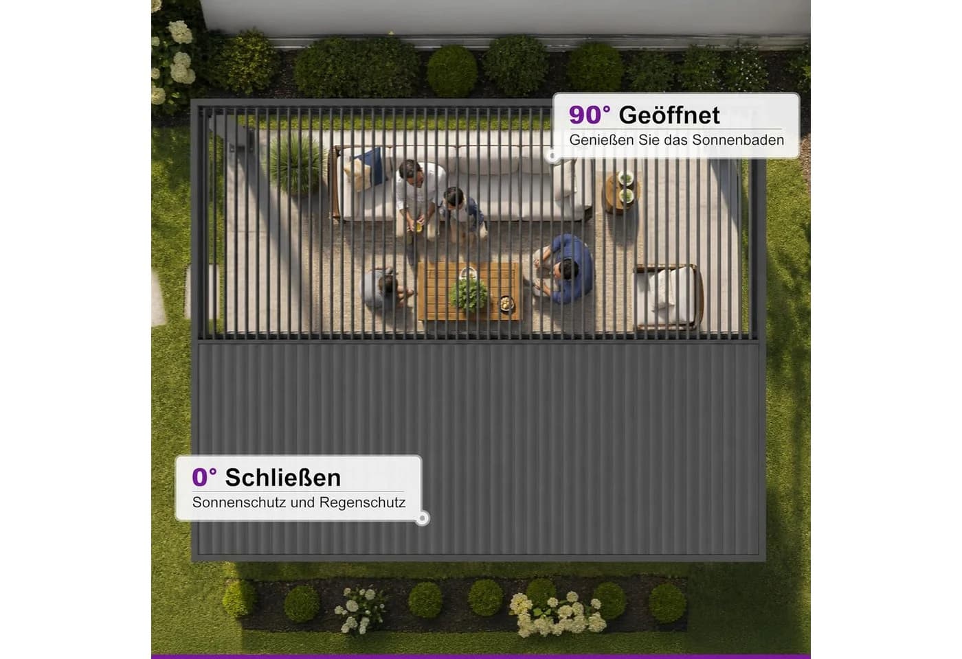 PURPLE LEAF Pergola Lamellendach Aluminium 300x424x240 cm - Bild 5