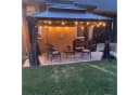 PURPLE LEAF Gartenpavillon Aluminium Hardtop mit LED-Lichtern und Seitenteilen Grau Bild 1
