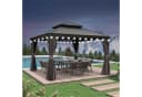 PURPLE LEAF Pavillon Hardtop Aluminium Grau mit LED-Lichtern Bild 1