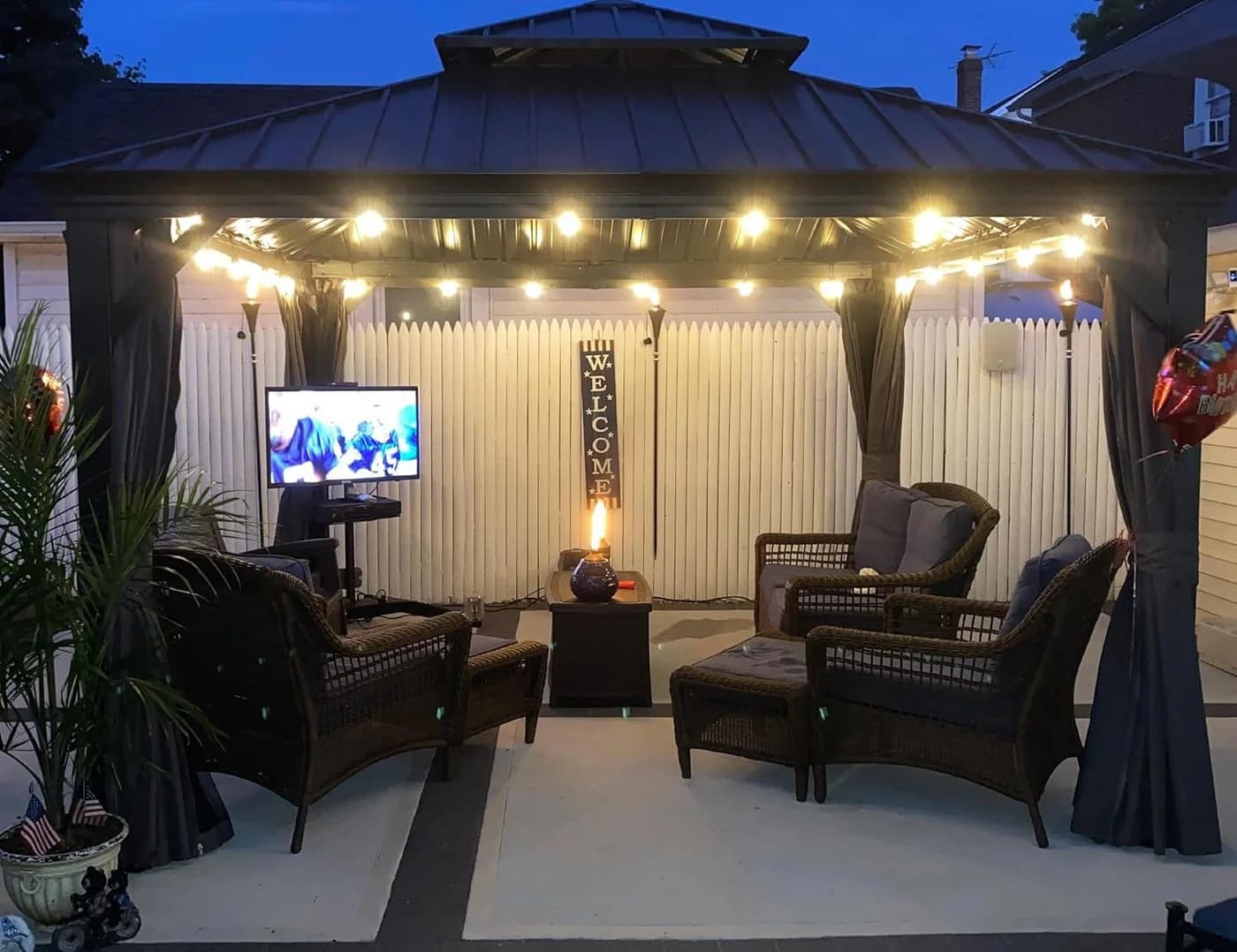 PURPLE LEAF Pavillon Hardtop Aluminium Grau mit LED-Lichtern - Bild 3