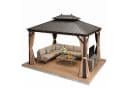PURPLE LEAF Pavillon Hardtop Alu Gartenpavillon Bronze LED-Beleuchtung Bild 2