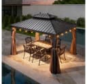 PURPLE LEAF Pavillon Hardtop Alu Gartenpavillon Bronze LED-Beleuchtung Bild 3