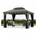 PURPLE LEAF Pavillon Hardtop Alu Gartenpavillon Hellgrau Bild 2
