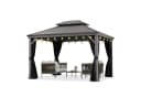 PURPLE LEAF Pavillon Hardtop Alu Gartenpavillon Hellgrau Bild 4
