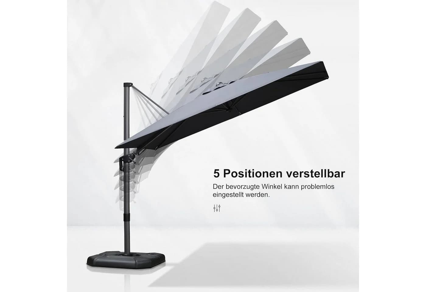 PURPLE LEAMP Sonnenschirm Grau 360° Rotation UV50+ - Bild 5