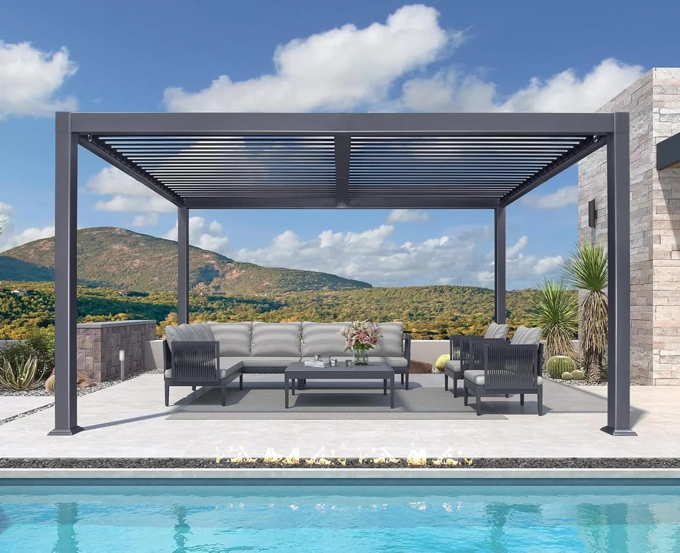 PURPLE LEAF Pergola Alu Terrassenüberdachung Grau