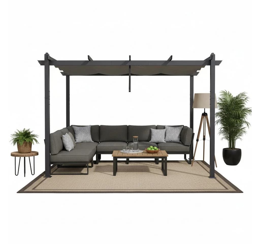 PURPLE LEAF Pergola Aluminium Pavillon mit Schiebedach, Wasserdichte Pergola mit verstellbarem Schatten und UV-Schutz - Bild 2