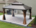 PURPLE LEAF Pavillon Aluminium Stahldach Hardtop Seitenteile Winterfest Bild 1