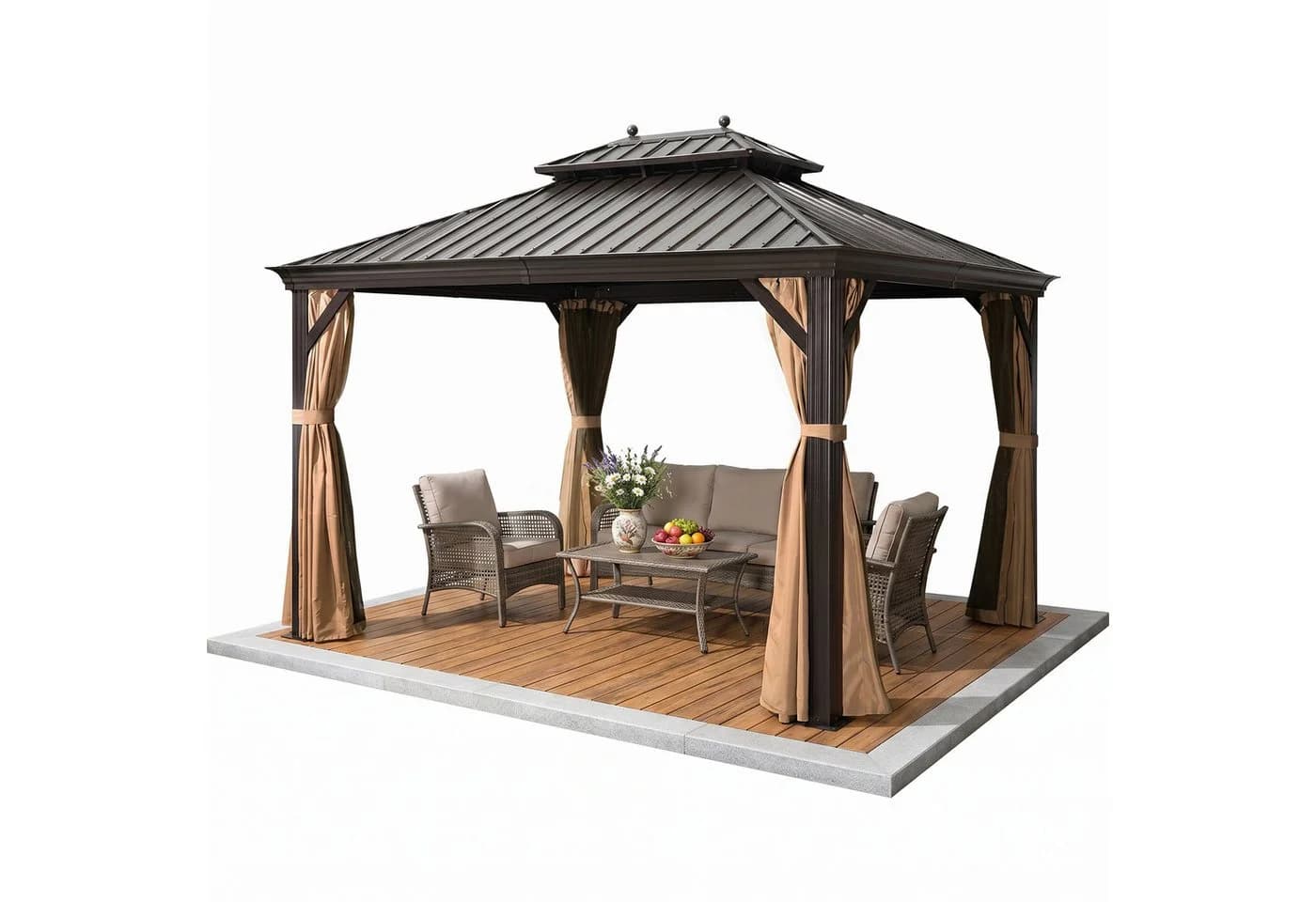 PURPLE LEAF Pavillon Aluminium Stahldach Hardtop Seitenteile Winterfest - Bild 2