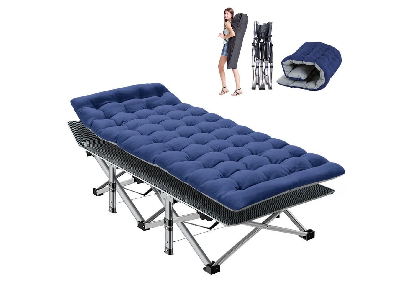Meulbaty Klappbett Blau Stahlrahmen Campingbett - Bild 2