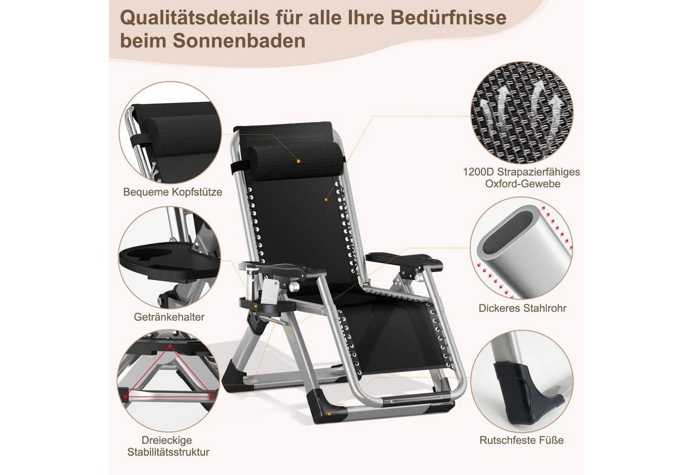 Meulbaty Klappstuhl 200kg Belastbar Grau - Bild 4