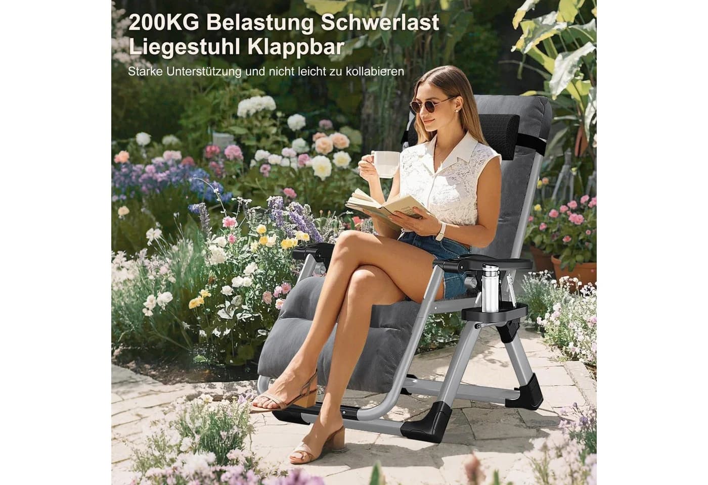 Meulbaty Klappstuhl 200kg Belastbar Grau - Bild 5
