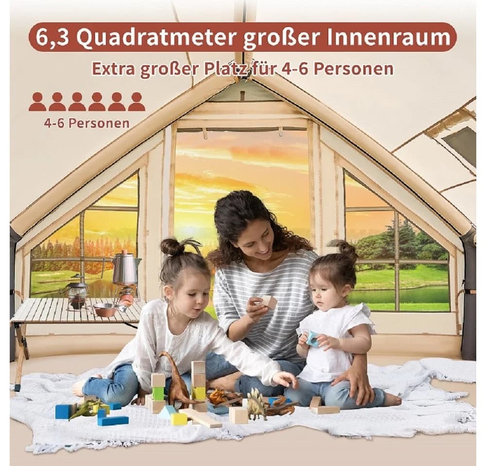 Meulbaty Aufblasbares Zelt XXL 420D Oxford-Stoff 3000mm Wasserdicht 6 Personen - Bild 4