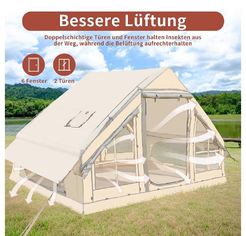 Meulbaty Aufblasbares Zelt XXL 420D Oxford-Stoff 3000mm Wasserdicht 6 Personen - Bild 5