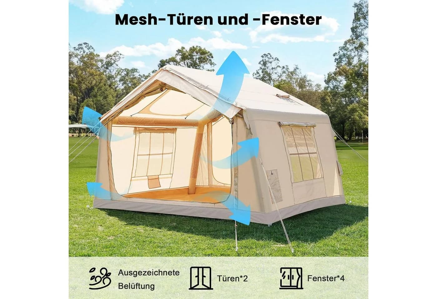 Meulbaty aufblasbares Zelt 6 Personen 300D Oxford-Gewebe UPF50+ - Bild 5