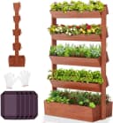 Meulbaty 5-Ebenen Hochbeet Blumenkasten aus Massivholz Braun Bild 2