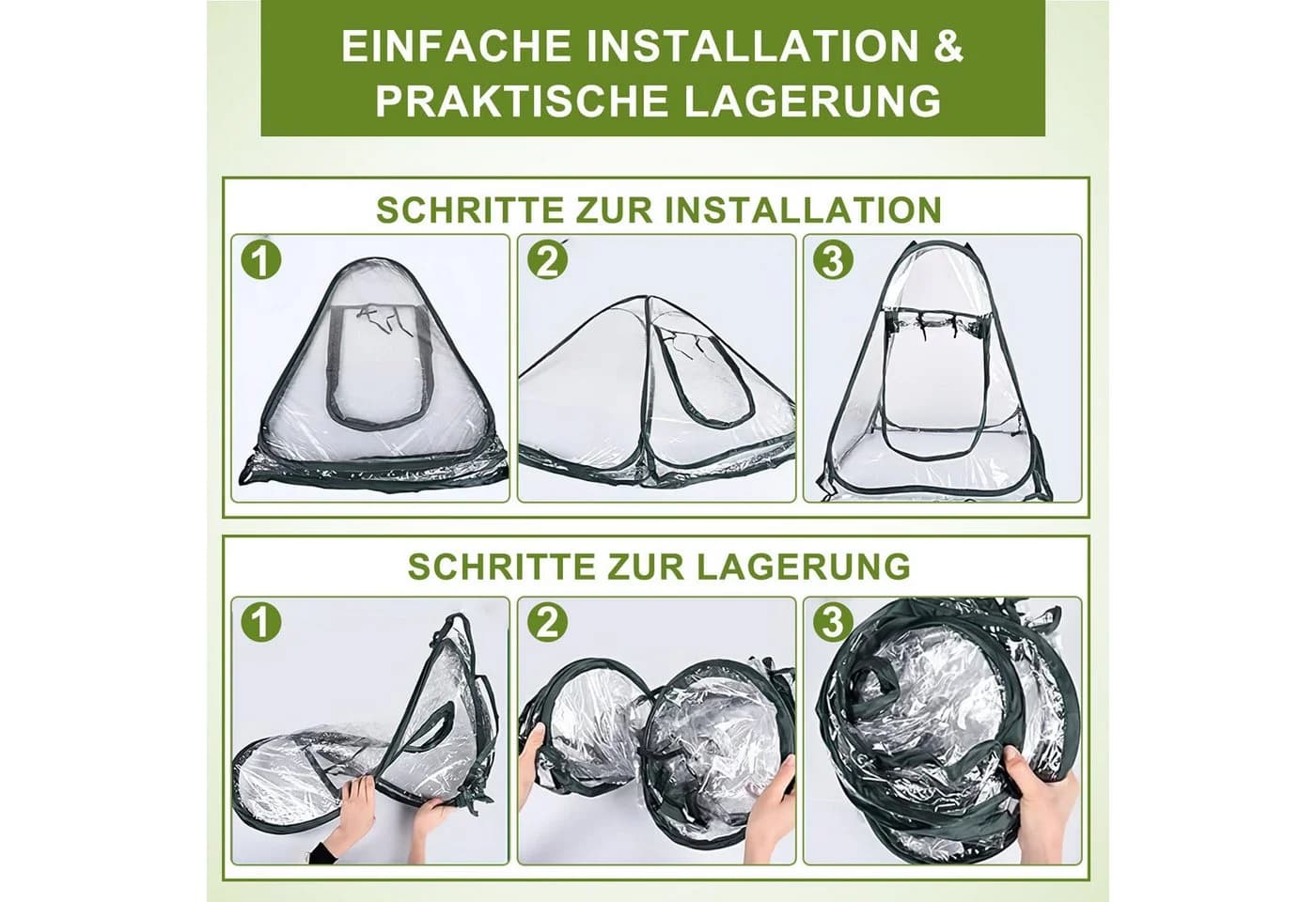 HEYHIPPO Gewächshaus 70x70x80cm Pop-up Mini Anzucht Zelt Pflanzenschutzhülle Transparent - Bild 5