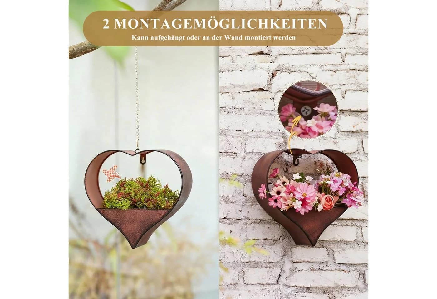 Moderner Hänge-Blumentopf aus Schmiedeeisen - Bild 4