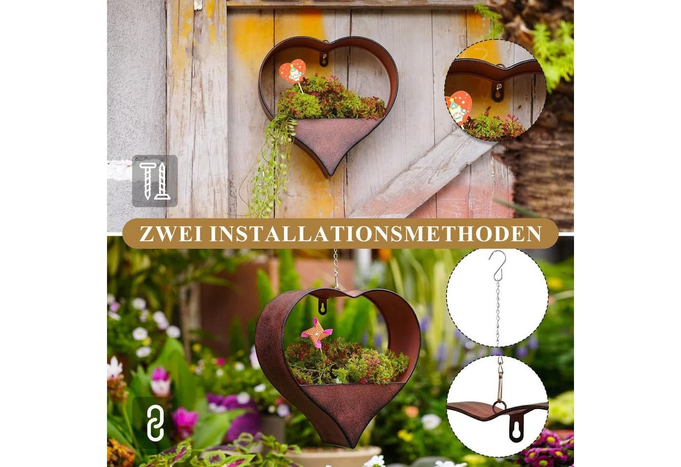 Moderner Hänge-Blumentopf aus Schmiedeeisen - Bild 5