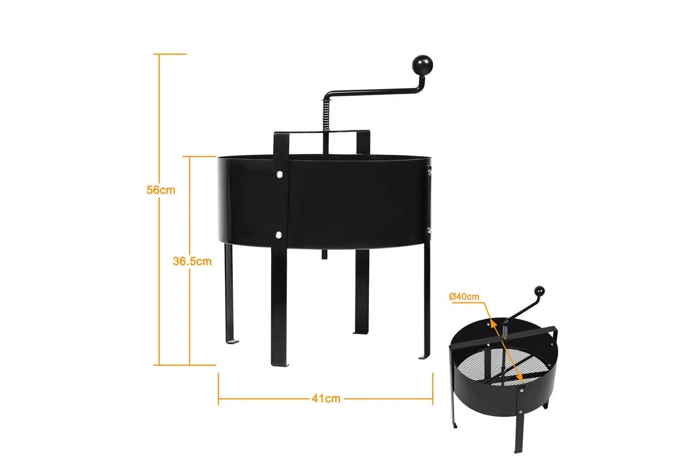 FIVMEN Gartensieb Handkurbelsieb Kompostsieb Metall 40 x 45cm Schwarz