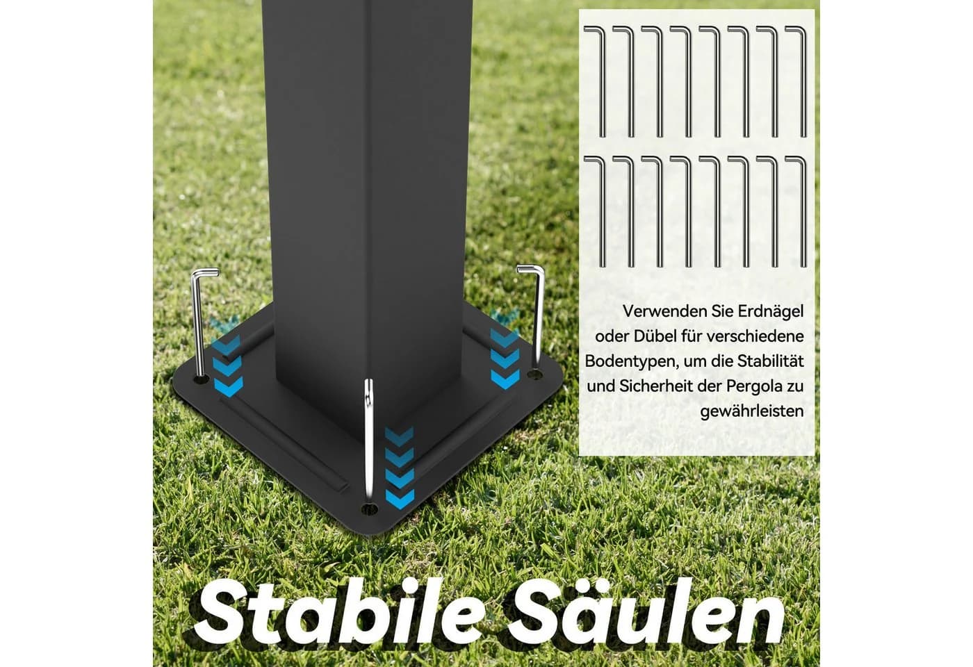 FIVMEN Pergola Gartenpavillon mit Schiebedach Beige Metall - Bild 5