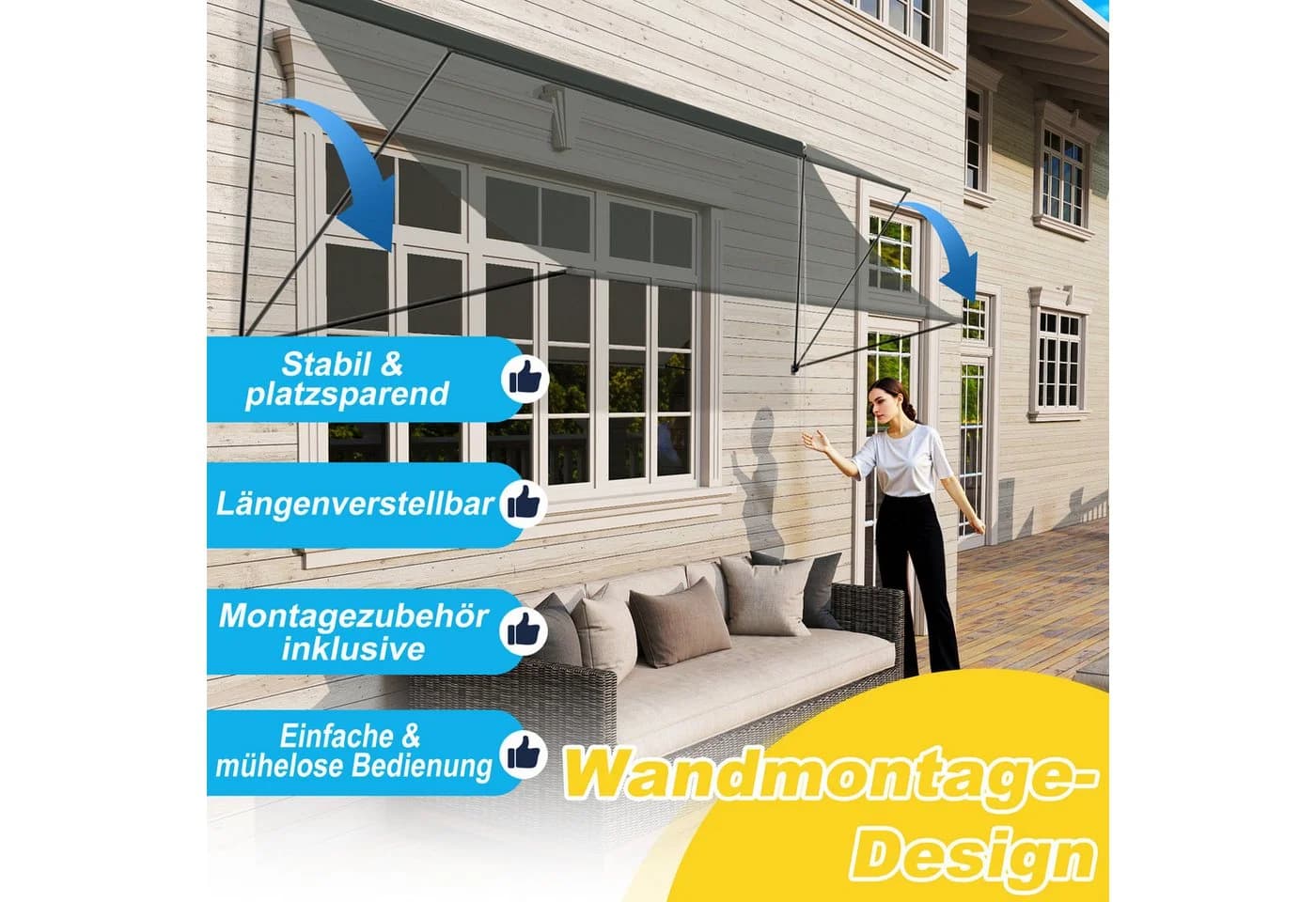 FIVMEN Fallarmmarkise Einziehbar Sonnenschutz für Balkon - Bild 4