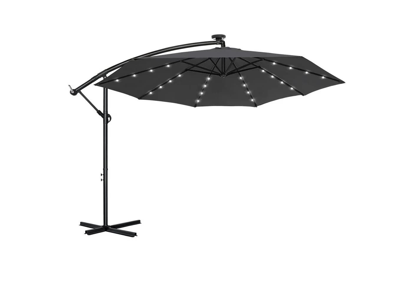 FIVMEN Sonnenschirm mit LED Solarbetriebene Dunkelgrau - Bild 2
