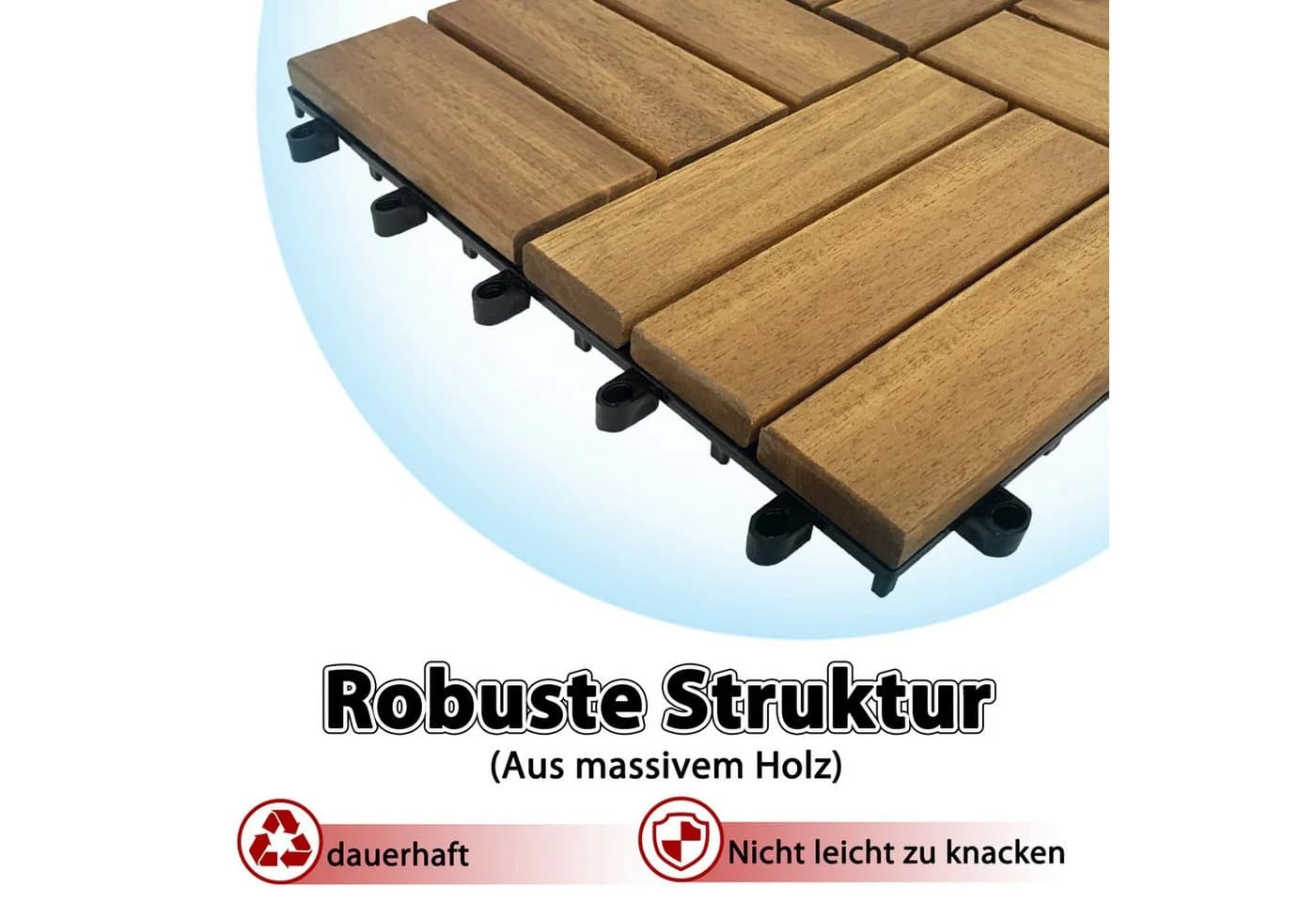 FIVMEN Terrassenfliesen Akazienholz Braun Klicksystem - Bild 3