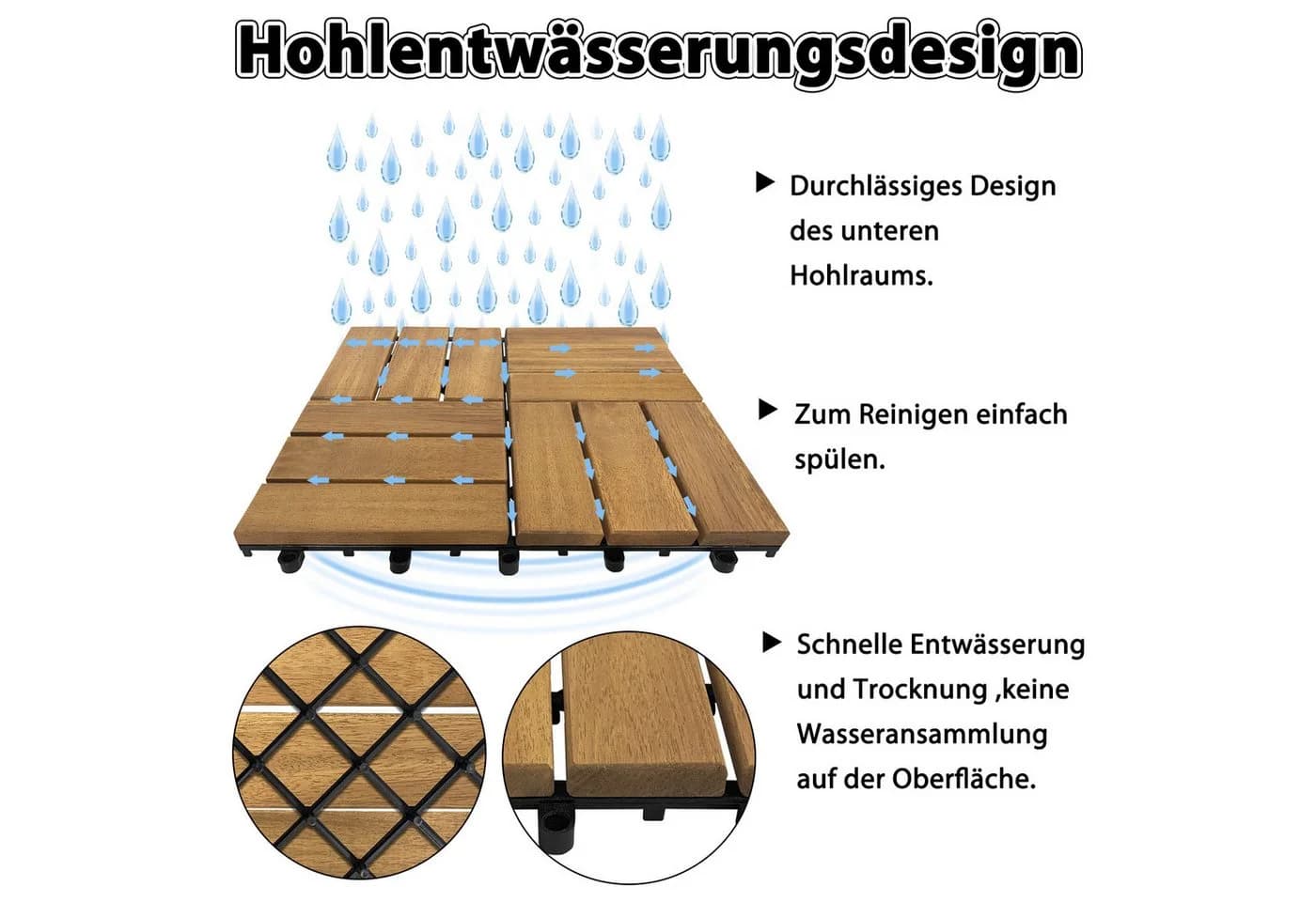FIVMEN Terrassenfliesen Akazienholz Braun Klicksystem - Bild 5