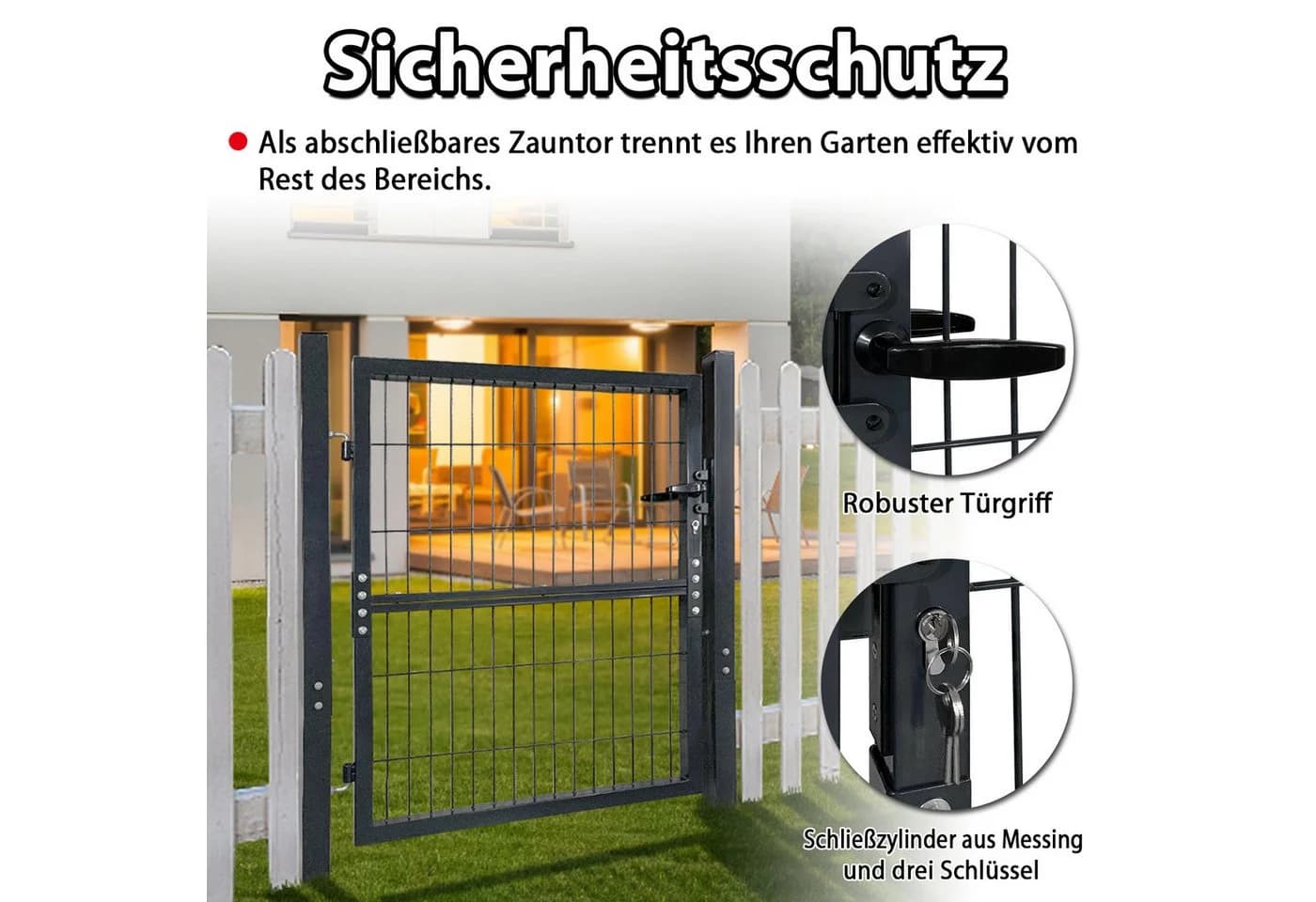 FIVMEN Gartentor Stabmattenzaun Schwarz - Bild 3