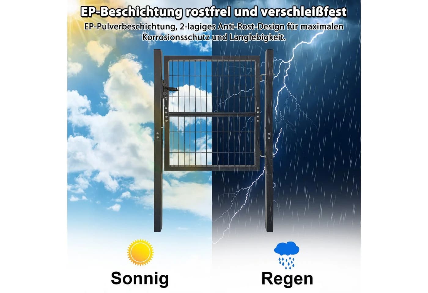 FIVMEN Gartentor Stabmattenzaun Schwarz - Bild 4