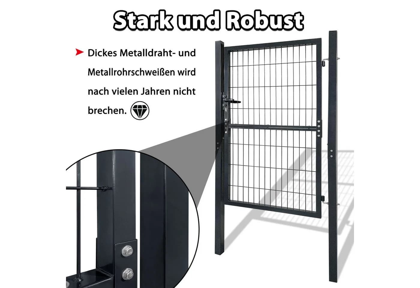 FIVMEN Gartentor Stabmattenzaun Schwarz - Bild 5