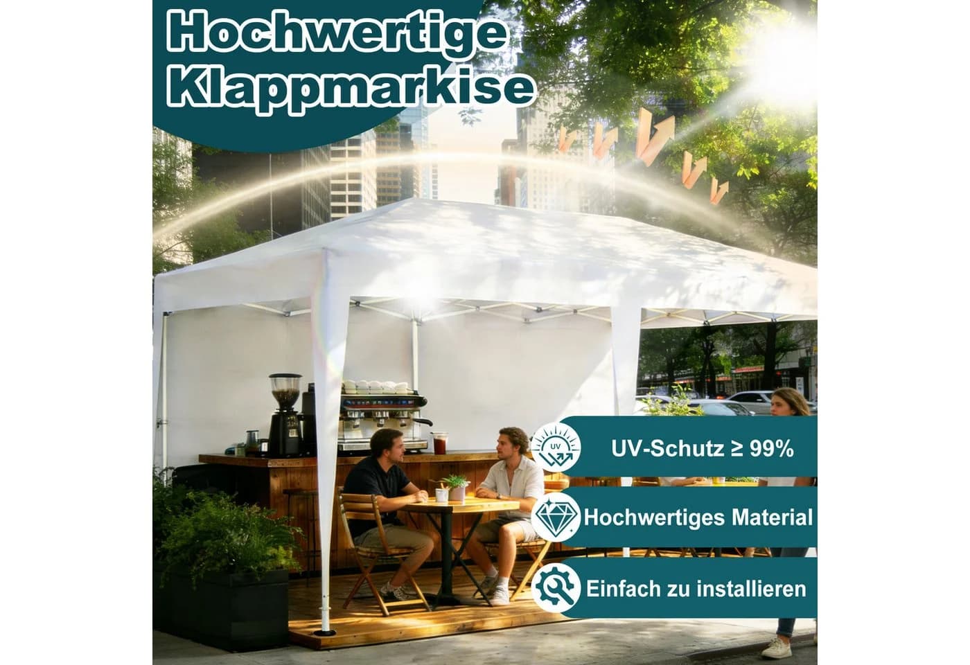 FIVMEN Pavillon 3x6m Faltpavillon mit 6 Seitenwänden Höhenverstellbar Gartenpavillon - Bild 4