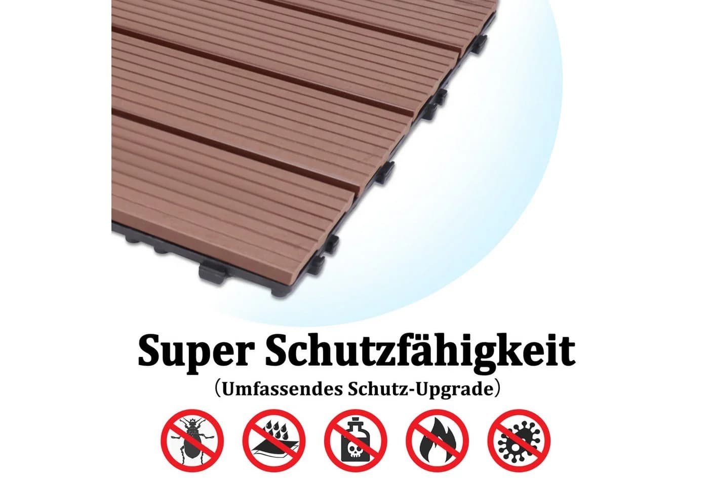 FIVMEN Terrassenfliesen WPC 30x30cm Braun Klicksystem - Bild 3