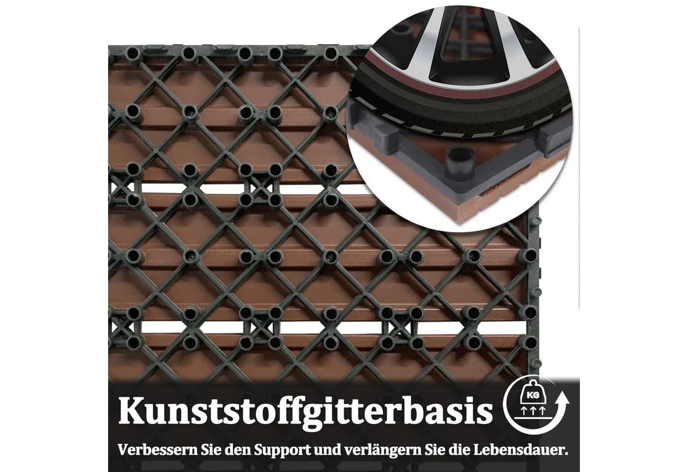 FIVMEN Terrassenfliesen WPC 30x30cm Braun Klicksystem - Bild 5
