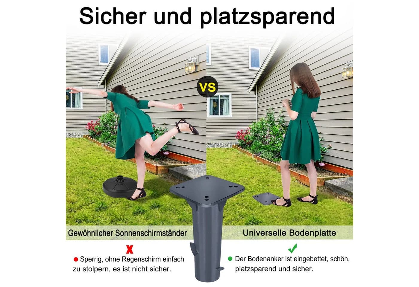 FIVMEN Schirmhalter Metall Universal Bodenplatte Dunkelgrau - Bild 5
