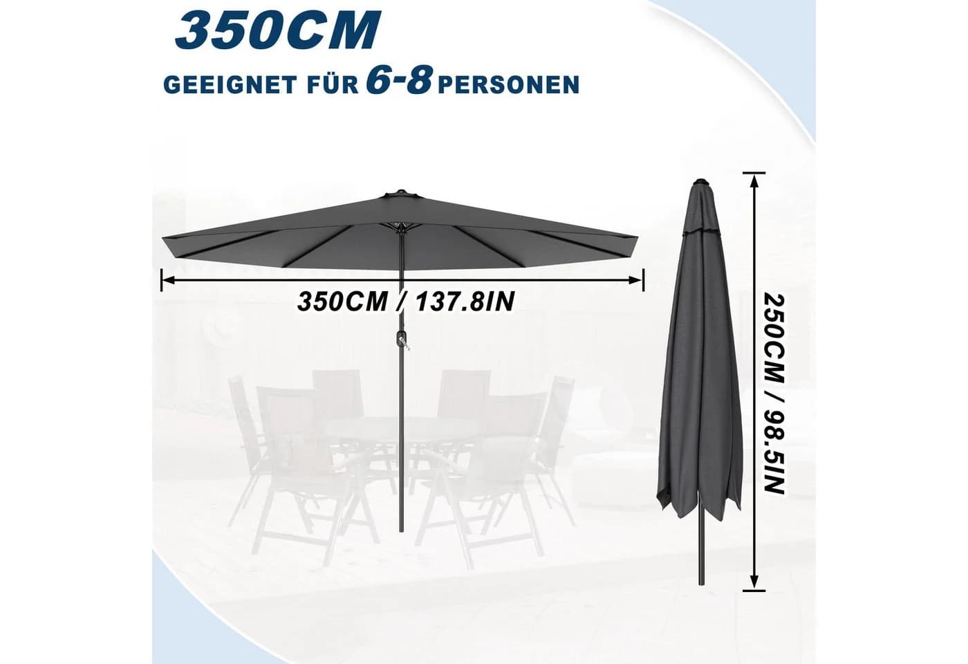 FIVMEN Sonnenschirm 350 cm Beige/Dunkelgrau