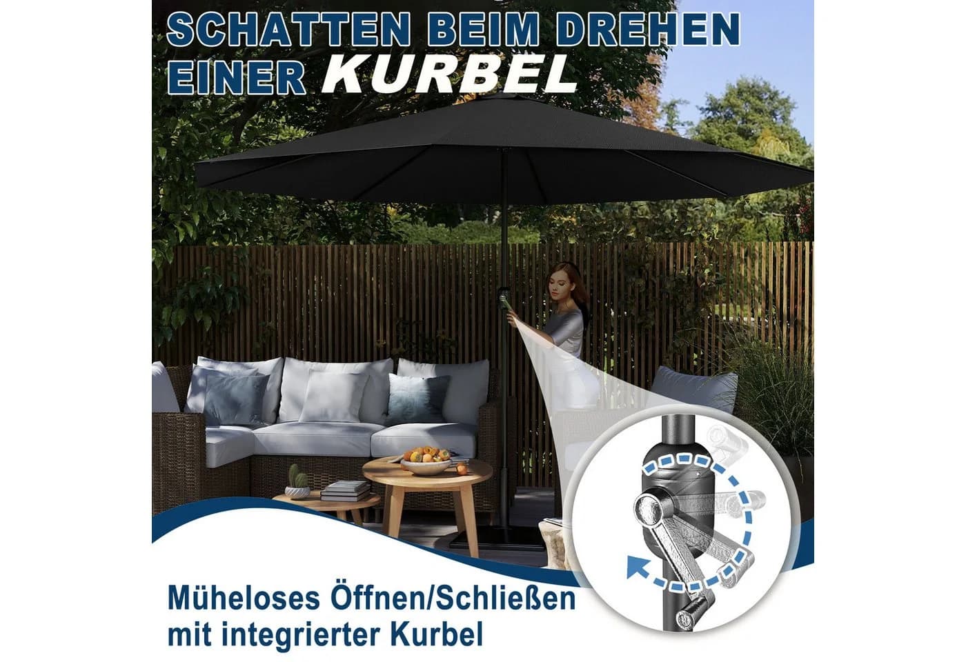 FIVMEN Sonnenschirm 350 cm Beige/Dunkelgrau - Bild 3