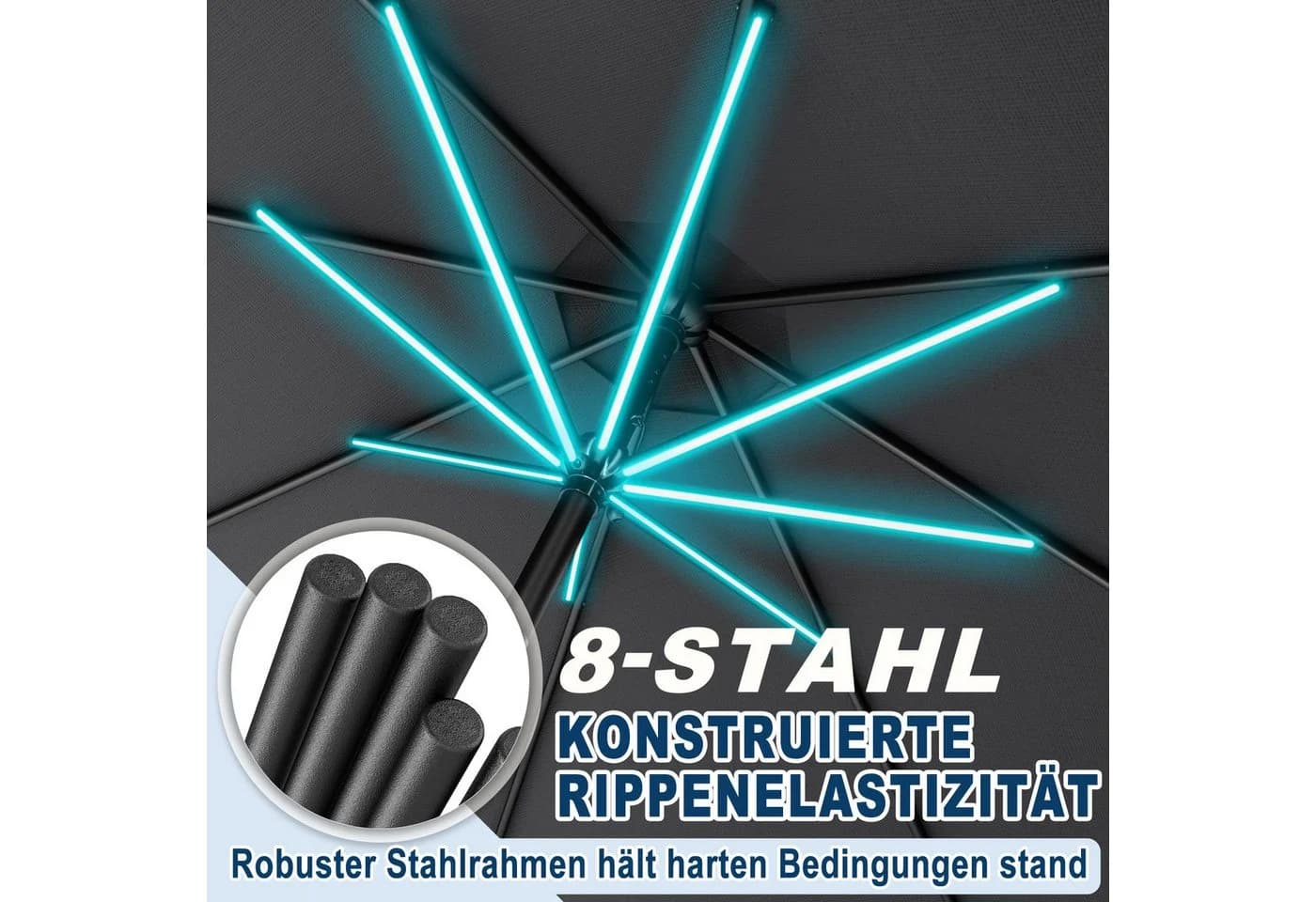 FIVMEN Sonnenschirm 350 cm Beige/Dunkelgrau - Bild 5