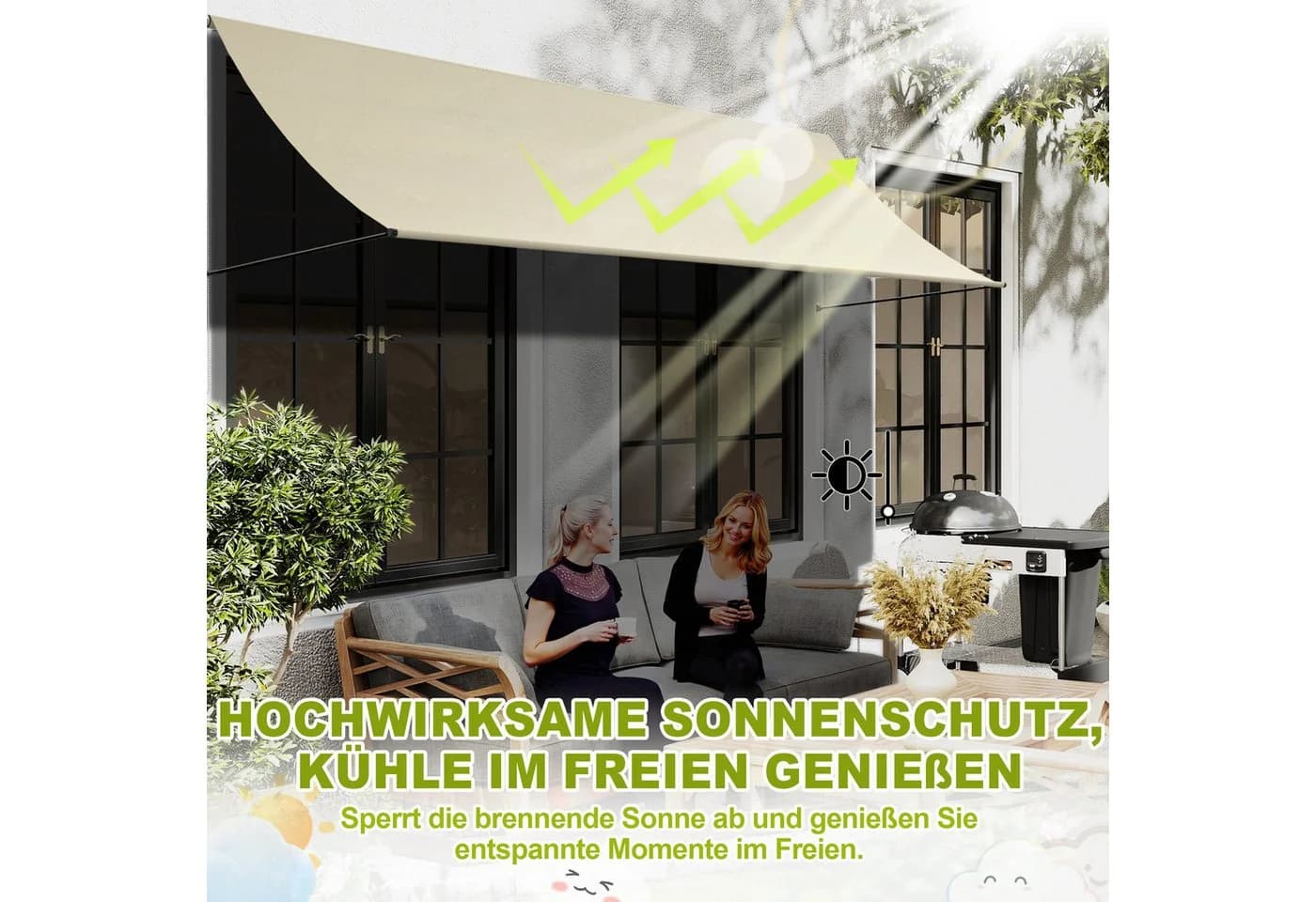 FIVMEN Fallarmmarkise Beige UV-Schutz Aluminium Polyestergewebe - Bild 5