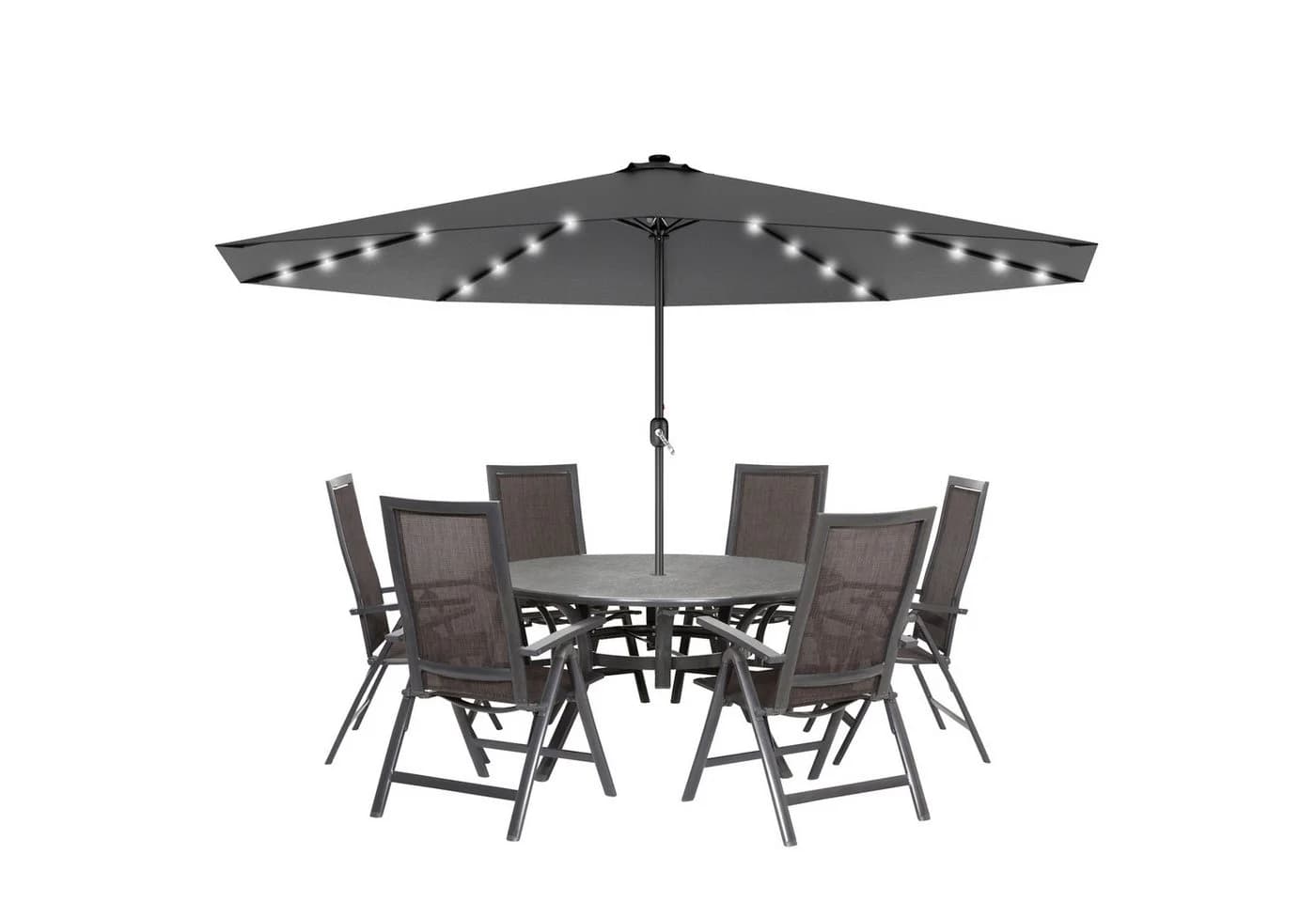 FIVMEN Sonnenschirm 350cm Balkon Terrassenschirm Solar-LED UV-Schutz - Bild 2
