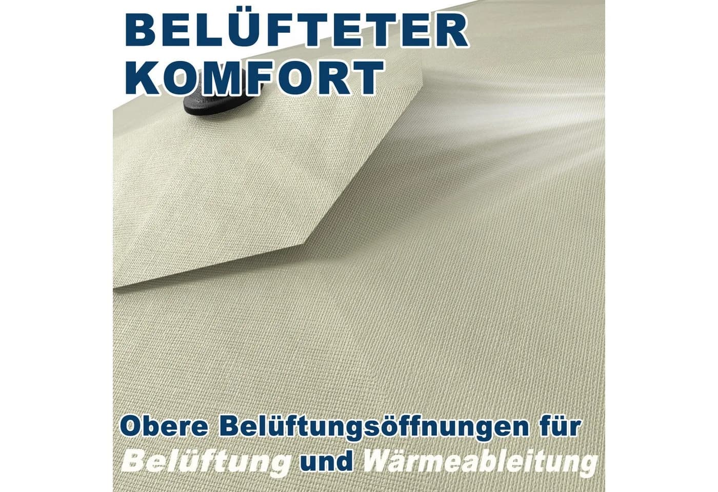 FIVMEN Sonnenschirm Ø350cm Beige mit Solar-LED und Kurbel - Bild 5