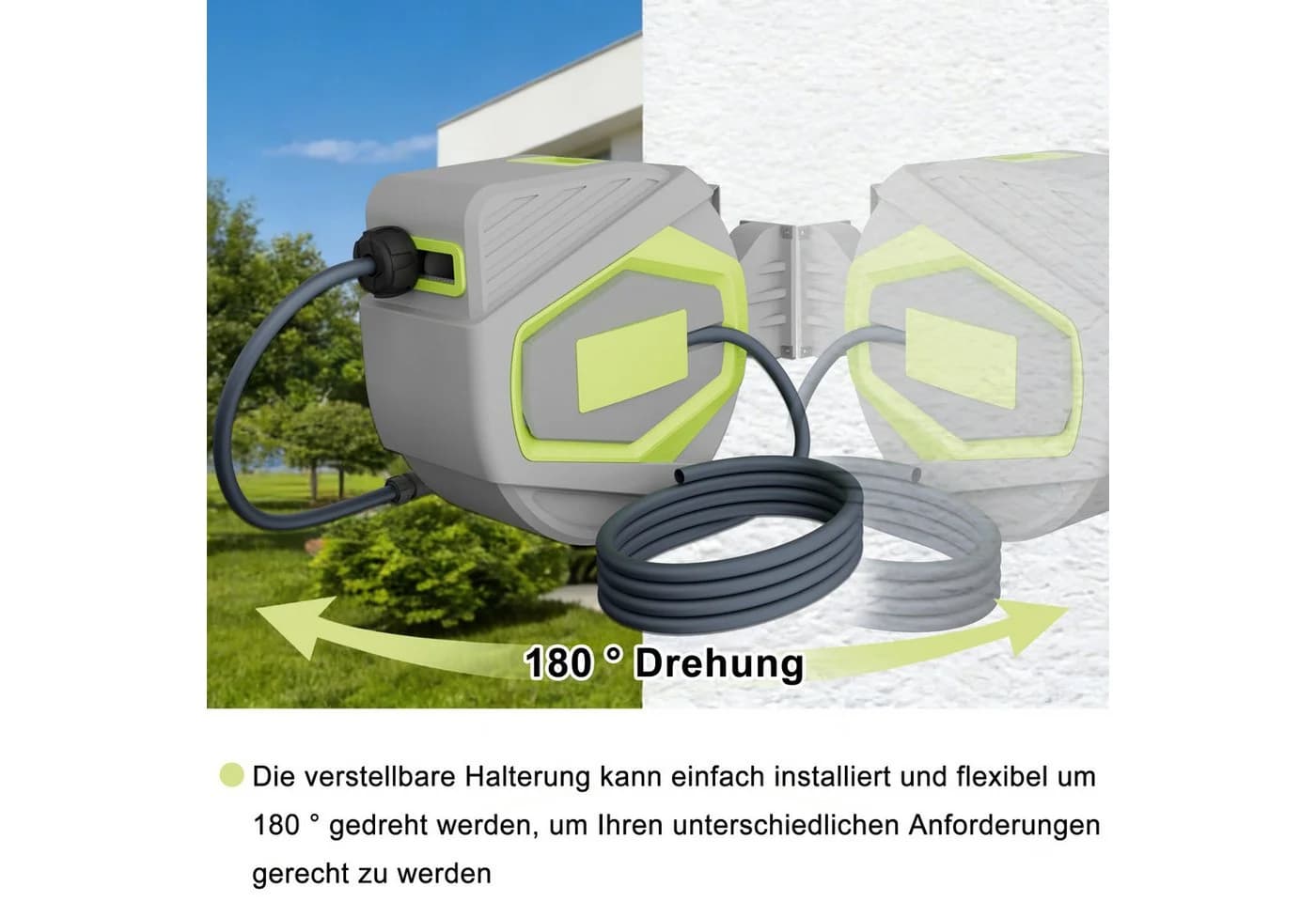 FIVMEN Schlauchtrommel 30m Grau mit Automatik-Aufrollung & 10 Sprühmodi - Bild 4
