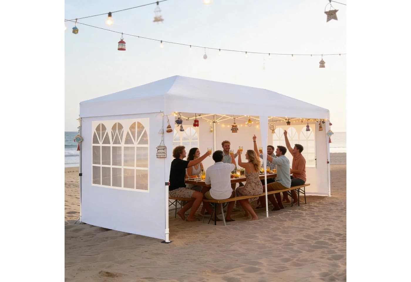 FIVMEN Partyzelt 3x6m Faltpavillon Höhenverstellbar mit Seitenwänden - Bild 2
