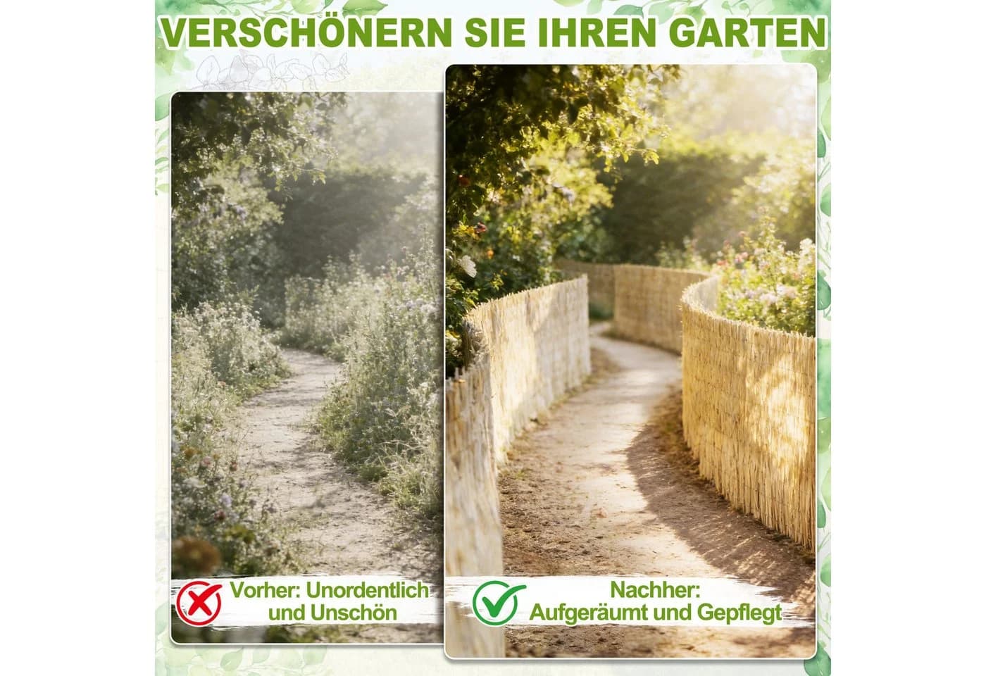 FIVMEN Sichtschutzzaun Bambusoptik Schilfrohrmatte Garten - Bild 4
